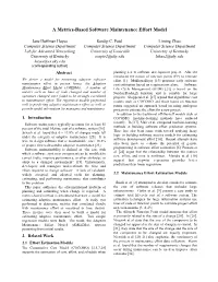 A Metrics-Based Software Maintenance Effort Model
