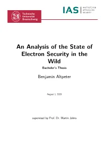 An Analysis of the State of Electron Security in the Wild Bachelor’S Thesis