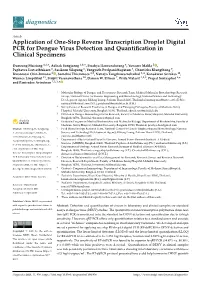 Application of One-Step Reverse Transcription Droplet Digital PCR for Dengue Virus Detection and Quantiﬁcation in Clinical Specimens