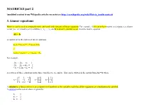 MATRICES Part 2 3. Linear Equations