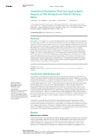 Part II Thoracic Spine