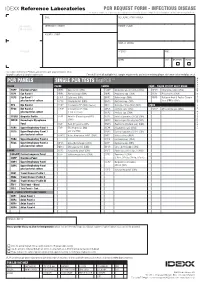 PCR PANELS IDEXX Reference Laboratories PCR REQUEST FORM