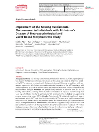 Impairment of the Missing Fundamental Phenomenon in Individuals with Alzheimer’S Disease: a Neuropsychological and Voxel-Based Morphometric Study