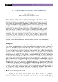 Lucreţiu and the Deconstruction of Monsters