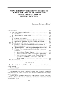 The Dprk As an Example of the Potential Utility of Internet Sanctions