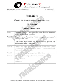 Class – BA (HONS.) MASS COMMUNICATION III Semester