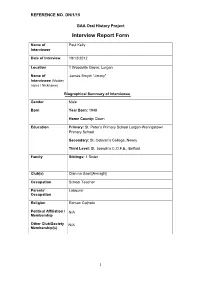 GAA Oral History Project Interview Report Form