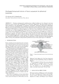 Geological Structural Criteria of Karst Assessment in Urbanized Territories