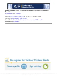 Proton Relaxation Times in Paramagnetic Solutions. Effects of Electron Spin Relaxation N