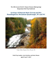 Geology of Dupont State Forest and the Standingstone Mountain Quadrangle, SC and NC