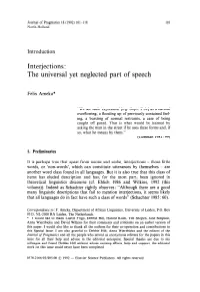 Interjections : the Universal Yet Neglected Part of Speech