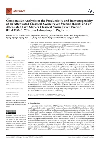 (LOM) and an Attenuated Live Marker Classical Swine Fever Vaccine (Flc-LOM-Berns) from Laboratory to Pig Farm