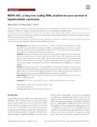 MAFA-AS1, a Long Non-Coding RNA, Predicts for Poor Survival of Hepatocellular Carcinoma