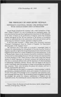 The Theology of John Henry Newman Newman's Cultural Milieu: His Interaction with Anglicanism and Catholicism