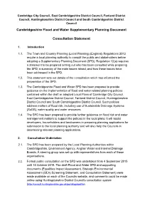 Flood and Water SPD Consultation Statement