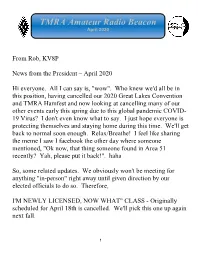 TMRA Amateur Radio Beacon April 2020