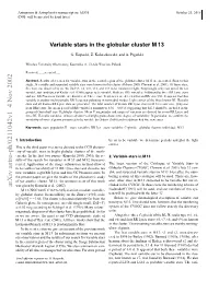 Variable Stars in the Globular Cluster M 13 Ability of V7 Was Conﬁrmed by Shapley (1915B)