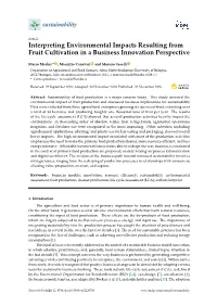 Interpreting Environmental Impacts Resulting from Fruit Cultivation in a Business Innovation Perspective