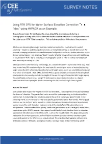 It Is Quite Common for Confusion to Arise About the Process Used During a Hydrographic Survey When GPS-Derived Water Surface