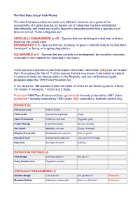 The Red Data List of Irish Plants