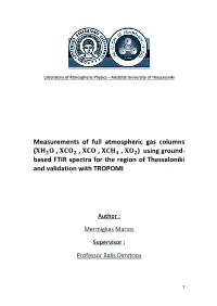 Based FTIR Spectra for the Region of Thessaloniki and Validation with TROPOMI