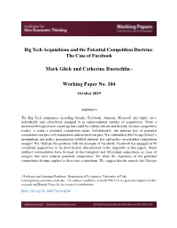 Big Tech Acquisitions and the Potential Competition Doctrine: the Case of Facebook
