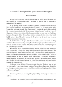 Clitophon's Challenge and the Aporia of Socratic Protreptic* Teruo Mishima