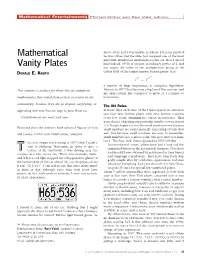 Mathematical Vanity Plates Often Number 62 Is Interesting, Because It’S the Smallest Integer Involve Carefully Selected Numbers