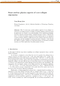 Some Nuclear Physics Aspects of Core-Collapse Supernovae