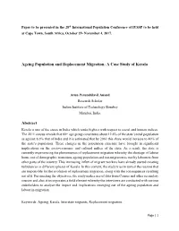 Ageing Population and Replacement Migration: a Case Study of Kerala