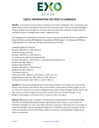 Useful Information for Trips to Cambodia