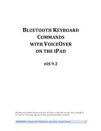 Bluetooth Keyboard Commands with Voiceover on the Ipad