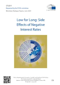 Low for Long: Side Effects of Negative Interest Rates
