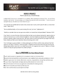 MERCY PROJECT How to Serve As a Small Group