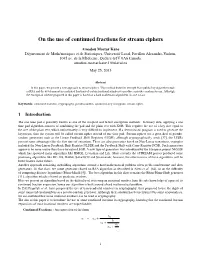 On the Use of Continued Fractions for Stream Ciphers