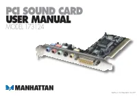 PCI Sound Card USER MANUAL MODEL 173124