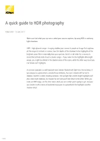 A Quick Guide to HDR Photography