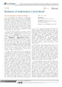 Evolution of Mathematics: a Brief Sketch