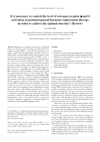 Is It Necessary to Control the Level of Estrogen Receptor Α and ﾟ Activation in Postmenopausal Hormone Replacement Therapy In