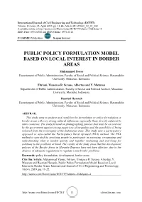 Public Policy Formulation Model Based on Local Interest in Border Areas