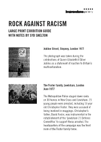 Rock Against Racism Large Print Exhibition Guide with Notes by Syd Shelton