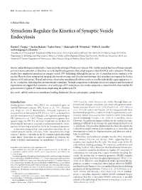 Synucleins Regulate the Kinetics of Synaptic Vesicle Endocytosis