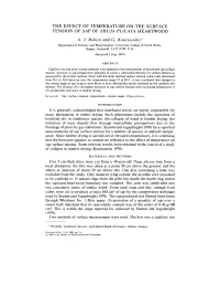 The Effect of Temperature on the Surface Tension of Sap of Thuja Plicata Heartwood