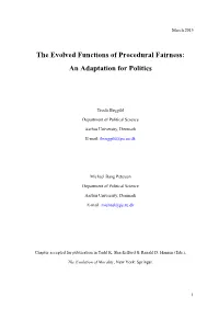 The Evolved Functions of Procedural Fairness: an Adaptation for Politics