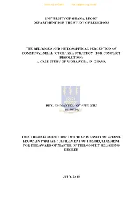 University of Ghana, Legon Department for the Study of Religions