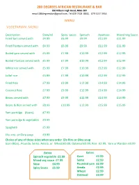 Vegetarian Menu
