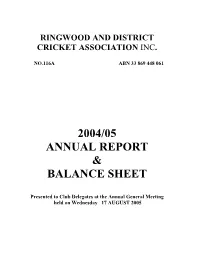 2004/05 Annual Report & Balance Sheet