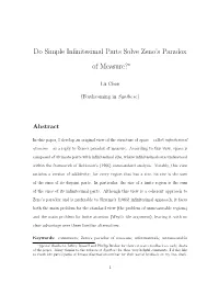 Do Simple Infinitesimal Parts Solve Zeno's Paradox of Measure?