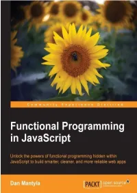 Functional Programming in Javascript Table of Contents