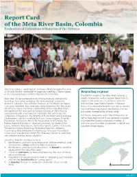 Report Card of the Meta River Basin, Colombia Evaluation of Colombian Tributaries of the Orinoco